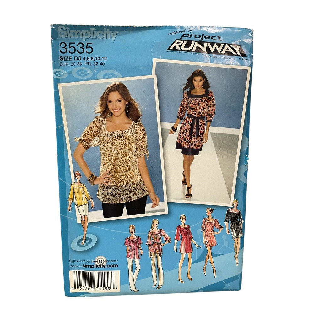 Simplicity 3535 Project Runway Tunic Dress Sizes 4-12 Uncut Pattern